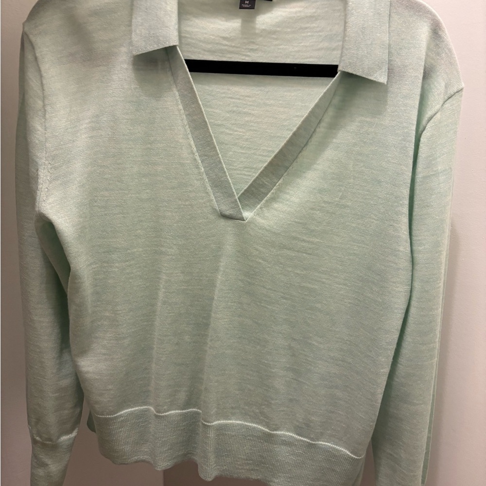 J. Crew Light Green V-Neck Sweater